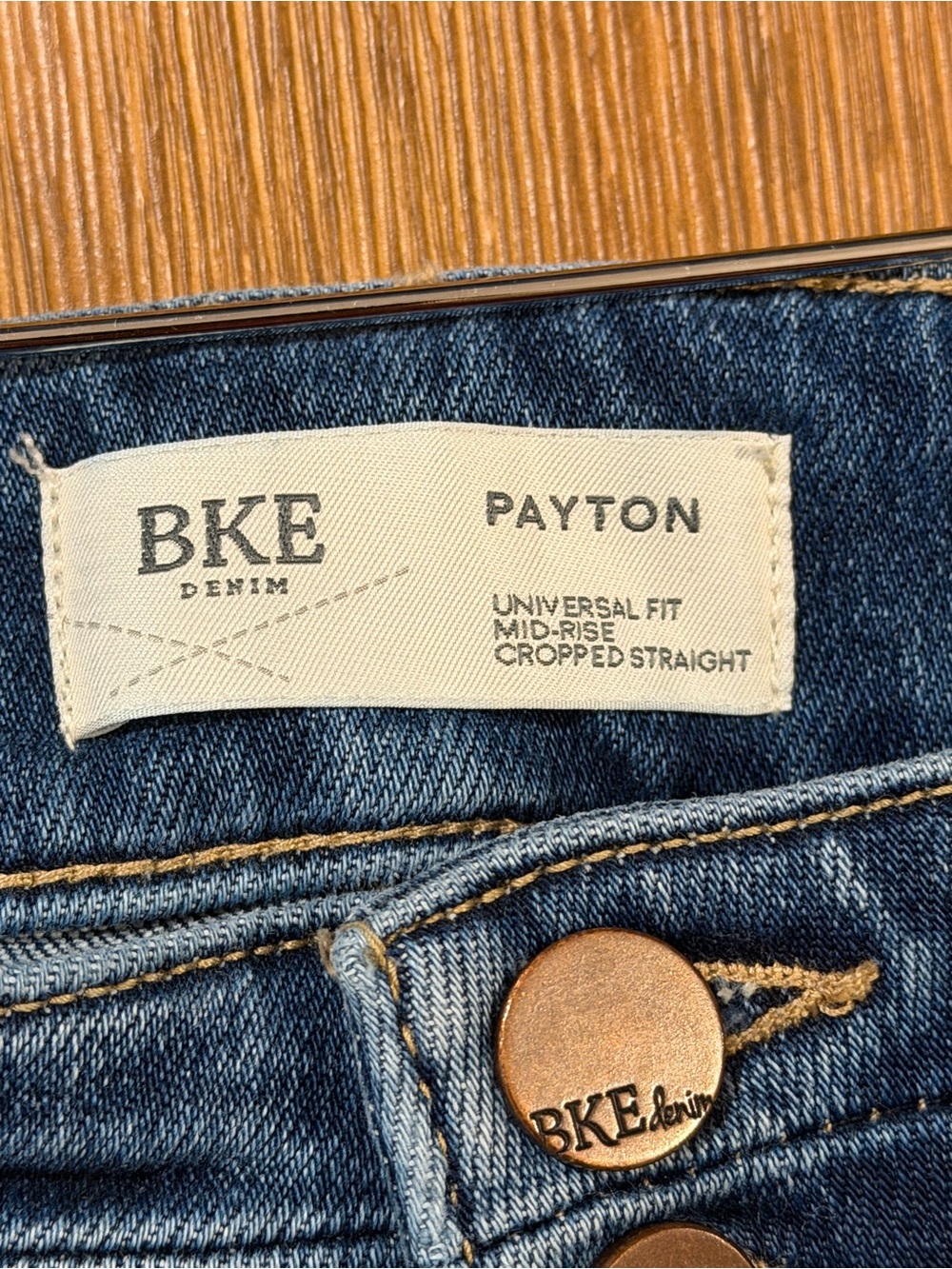 BKE Payton Mid-Rise Cropped Straight Jeans Distressed Raw Hem (26x28) - Picture 6 of 11